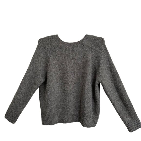 Express Gray Sweater L Conscious Edit Recycled Eco-Friendly Knit Academia Preppy - Picture 2 of 7